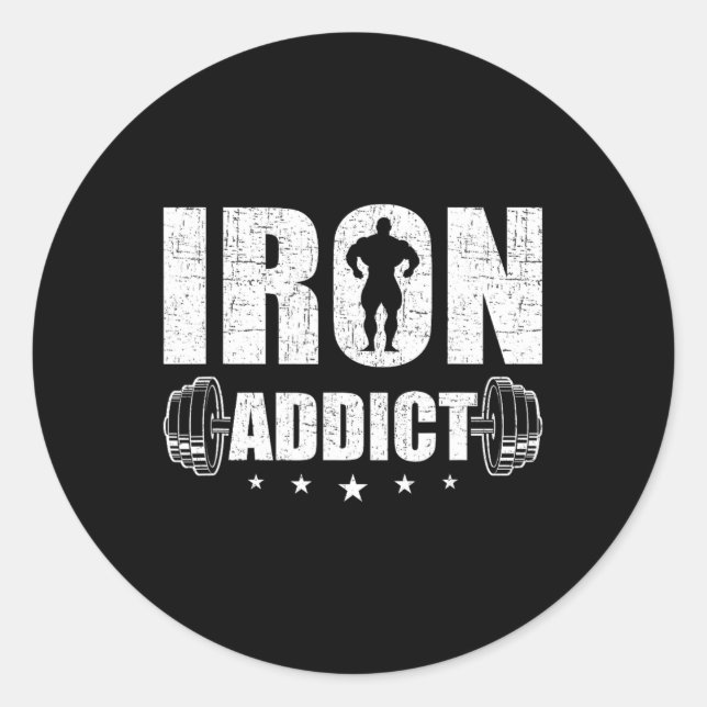 Sticker Rond Cadeau de musculation et d'haltérophilie Co. Iron  (Devant)