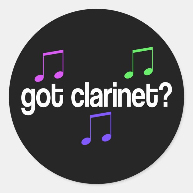 Sticker Rond Cadeau de musique coloré obtenu Clarinet (Devant)