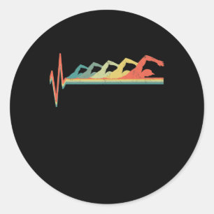 Sticker Rond Cadeau de natation Heartbeat Premium