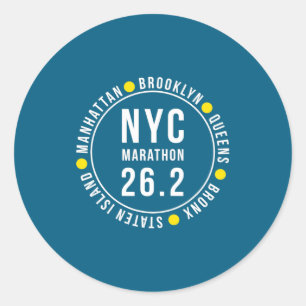 Sticker Rond Cadeau de New York Nyc Coureur de Marathon
