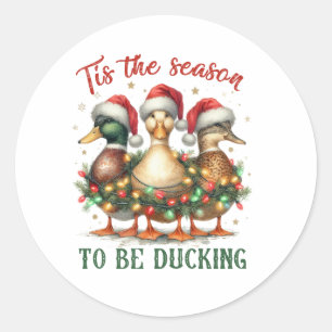 Sticker Rond Cadeau de Noël à être canard