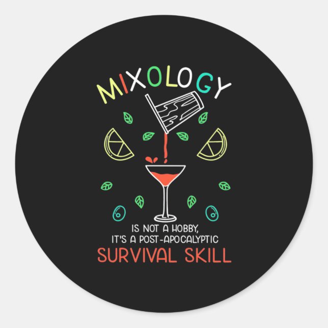 Sticker Rond Cadeau de Noël | Bartender Mixologue (Devant)