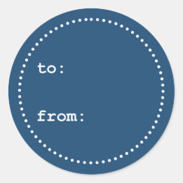 Sticker rond cadeau de Noël bleu et blanc