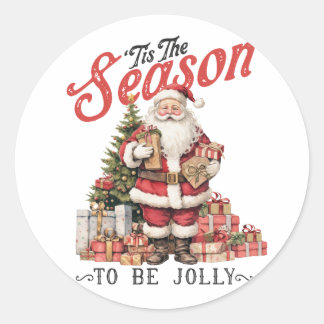 Sticker Rond Cadeau De Noël C'Est La Saison