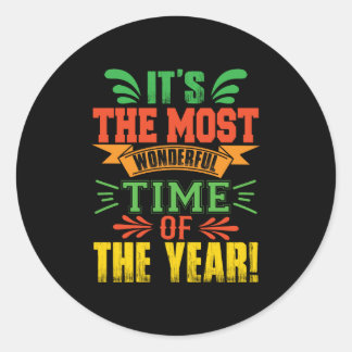 Sticker Rond Cadeau De Noël C'Est Le Moment Le Plus Merveilleux