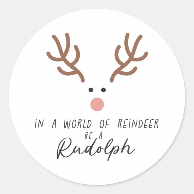 Sticker Rond Cadeau De Noël Dans Un Monde De Rennes (Devant)