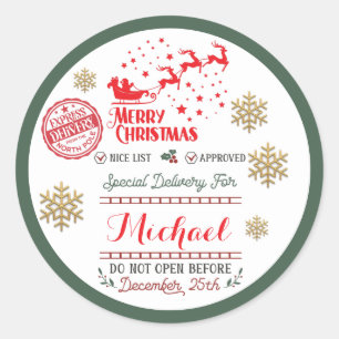 Sticker Rond Cadeau de Noël de livraison officielle de Santa Ex