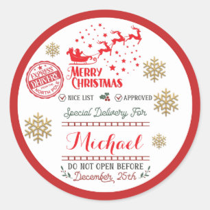 Sticker Rond Cadeau de Noël de livraison officielle de Santa Ex