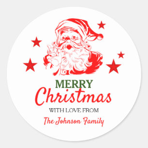 Sticker Rond Cadeau de Noël de Père Noël Personnalisé