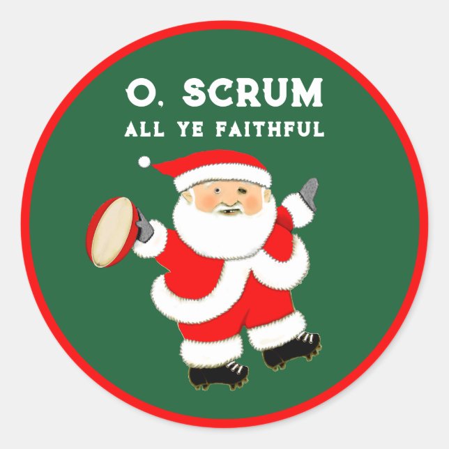 Sticker Rond Cadeau de Noël de rugby (Devant)