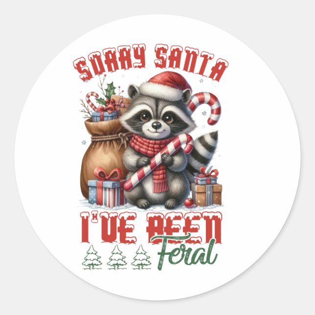 Sticker Rond Cadeau de Noël Désolé Père Noël (Devant)