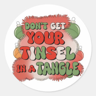 Sticker Rond Cadeau De Noël En Tangle