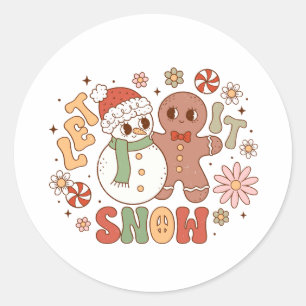 Sticker Rond Cadeau de Noël Laisser neiger