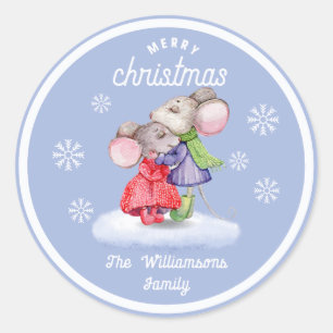 Sticker Rond Cadeau de Noël minimaliste Souris mignonne