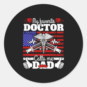 Sticker Rond Cadeau de Noël Mon Médecin Favori M'Appelle Papa