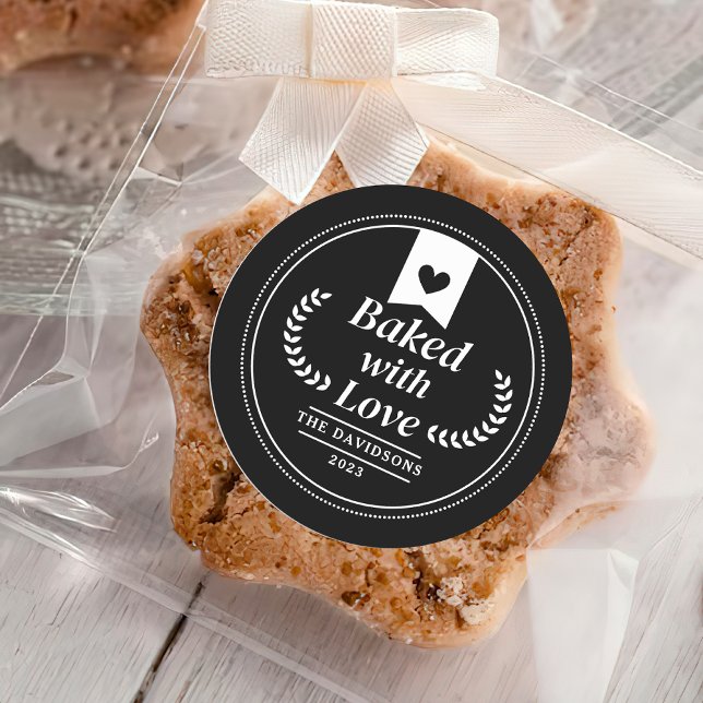 Sticker Rond Cadeau de Noël noir (Créateur téléchargé)