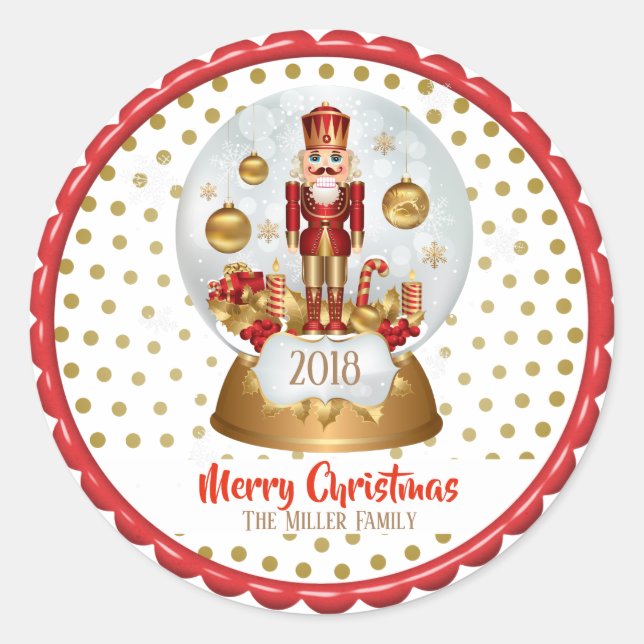 Sticker Rond Cadeau de Noël Nutcracker (Devant)