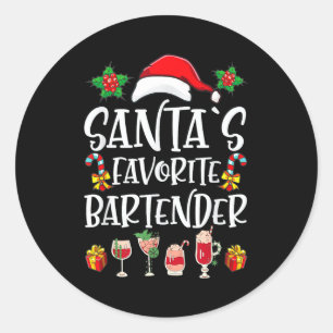 Sticker Rond Cadeau de Noël pour barman Le barman préféré du Pè