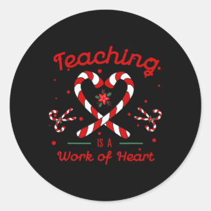 Sticker Rond Cadeau de Noël pour enseignant cœur de l'enseignem