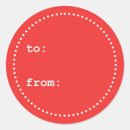 Sticker rond cadeau de Noël rouge et blanc