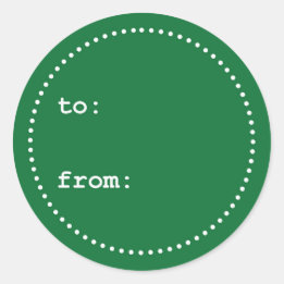 Sticker rond cadeau de Noël vert et blanc