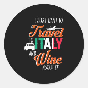 Sticker Rond Cadeau de Noël   Voyage En Italie Et Le Vin À Prop
