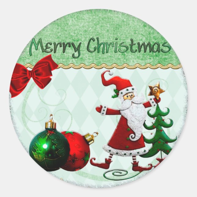 Sticker Rond CADEAU DE Noël Whimsey classique (Devant)