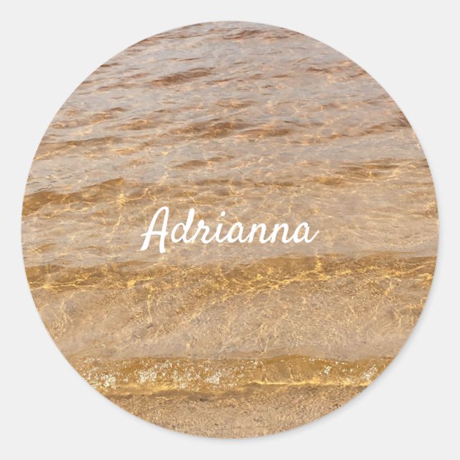 Sticker Rond Cadeau de nom de vagues d'eau de mer de plage naut (Devant)