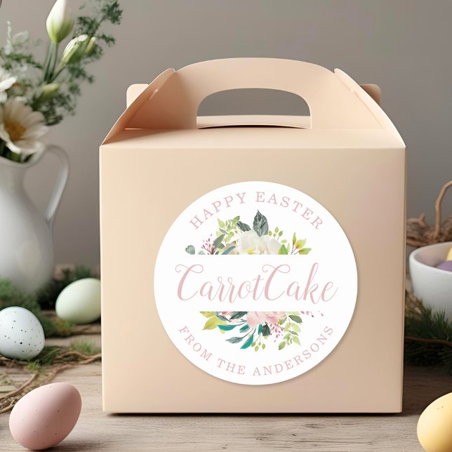 Sticker Rond Cadeau de Pâques de Bricolage de Fleurs Roses pour (Créateur téléchargé)