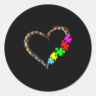 Sticker Rond Cadeau de pièce de puzzle de cœur d'amour de sensi