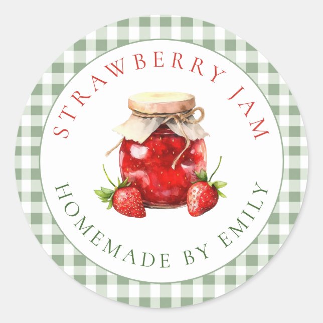 Sticker Rond Cadeau de pot de confiture de fraise pour mariage  (Devant)