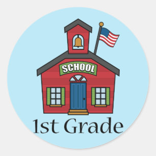 Sticker Rond Cadeau de première année amusant école de premier 