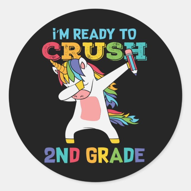 Sticker Rond Cadeau de première journée d'école pour élève de 2 (Devant)