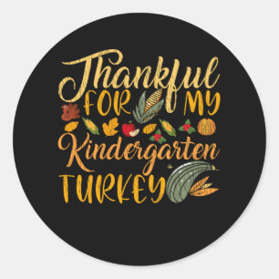 Sticker Rond Cadeau de professeur de dindon de maternelle pour