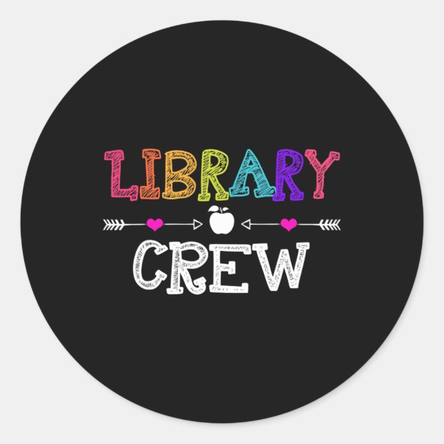 Sticker Rond Cadeau de professeur d'équipe de bibliothèque amus (Devant)