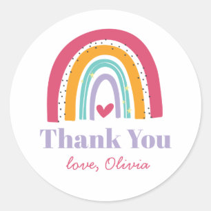 Sticker Rond Cadeau de remerciement d'anniversaire de Rainbow B