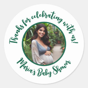 Sticker Rond Cadeau de remerciement de Baby Shower avec photo p
