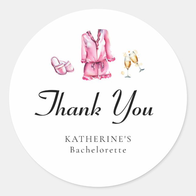 Sticker Rond Cadeau de remerciement de fête de bachelorette ros (Devant)