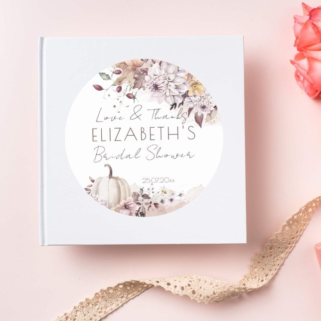 Sticker Rond Cadeau de remerciement de fête prénuptiale automna (Fall bridal shower favor gift stickers pumpkin autumn foliage thank you stickers)