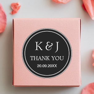 Sticker Rond Cadeau de remerciement de mariage à monogramme noi