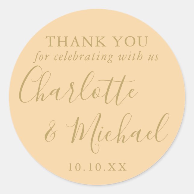 Sticker Rond Cadeau de remerciement de mariage avec écriture Ch (Devant)