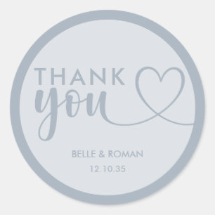 Sticker Rond Cadeau de remerciement de mariage bleu poussiéreux