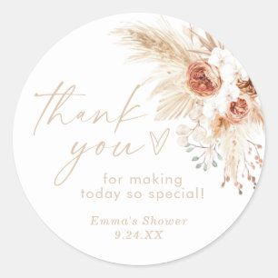 Sticker Rond Cadeau de remerciement de mariage bohème beige