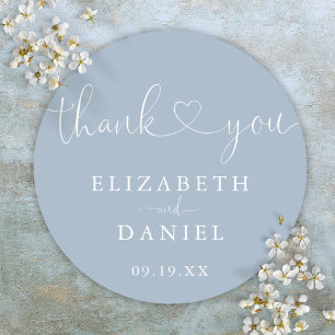 Sticker Rond Cadeau de remerciement de mariage écriture cœur bl