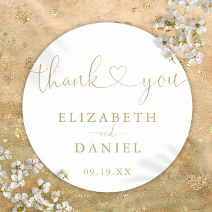 Sticker Rond Cadeau de remerciement de mariage écriture cœur en