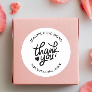 Sticker Rond Cadeau de remerciement de mariage élégant en calli