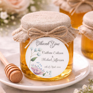 Sticker Rond Cadeau de remerciement de mariage floral thème ble