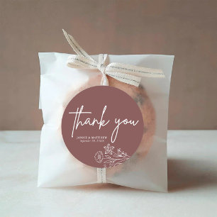Sticker Rond Cadeau de Remerciement de Mariage Mauve Minimalist
