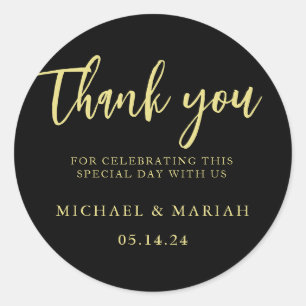 Sticker Rond Cadeau de remerciement de mariage simple élégant