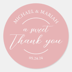 Sticker Rond Cadeau de remerciement de mariage simple élégant